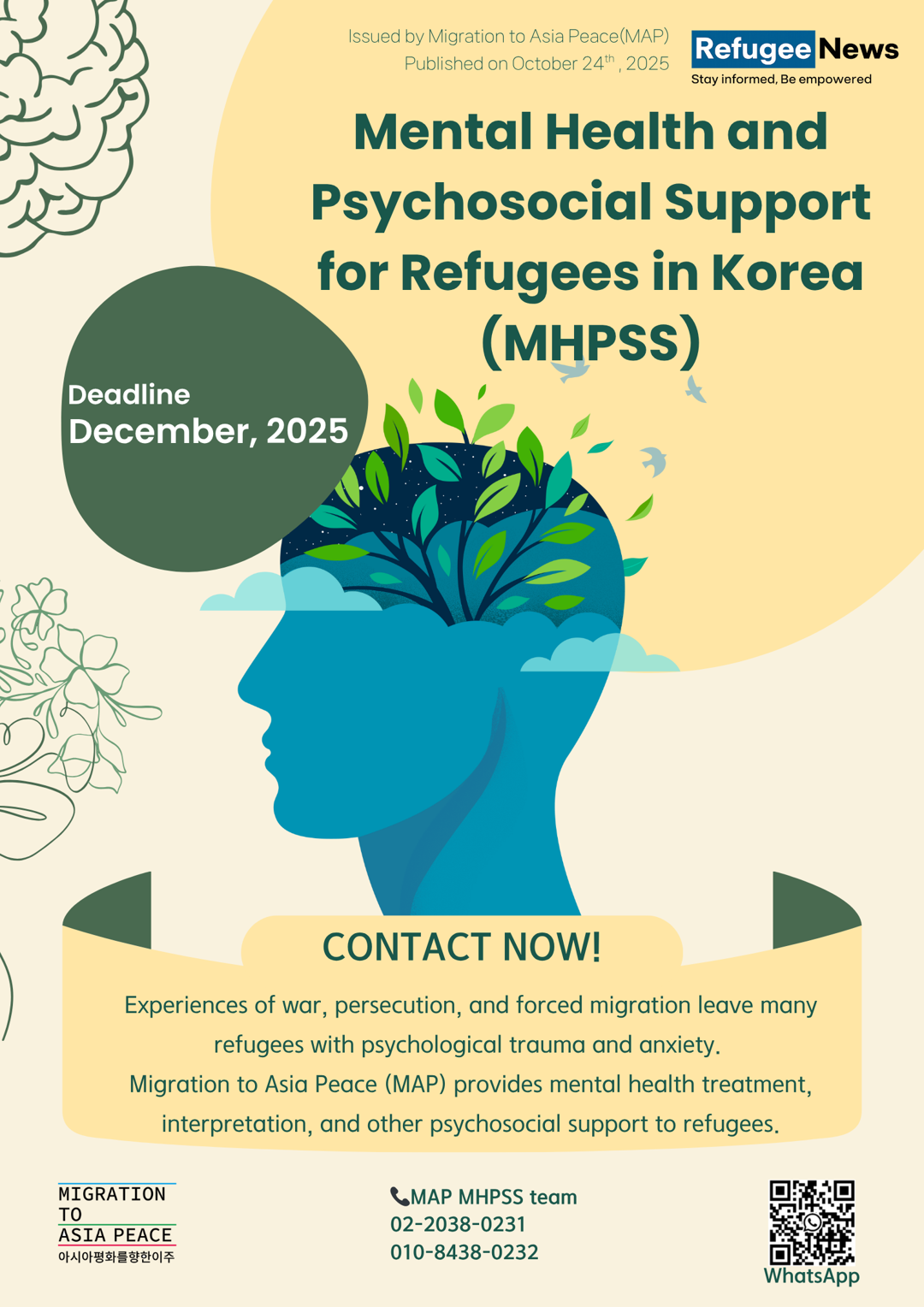 Refugee Mental Health and Psychological Counseling Treatment Cost Support (MAP) (1/2)